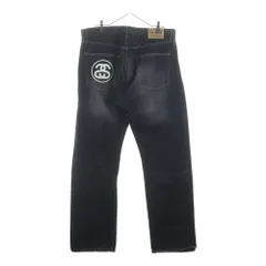 STUSSY (ステューシー) 90-00S OLD GARMENT CO AUTHENTIC WORKGEAR DENIM PANTS オールド ワークギア ダメージ加工 デニムパンツ ブラック