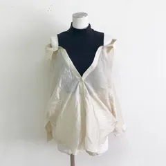 EVRIS レイヤードシアーシャツ シアーシャツ×クロップド丈ハイネックリブカットソー オープンショルダー ベージュ FREEのサムネイル