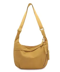 [Aivory] [アイボリー] レディース ショルダーバッグ ラウンドショルダー ルーミー バッグ 斜めがけ クロスボディ ムーンバッグ ナイロン 軽量 シンプル マルチポケット カバン ポーチ (黄) [イエロー]