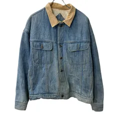 Wrangler デニムジャケット L インディゴブルー ラングラー ボタン 襟コーデュロイ 裏ボア 胸ポケット コットン アメカジ 秋冬物 a803-6659