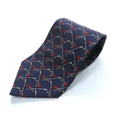 Salvatore Ferragamo ネクタイ ネイビー シルク 総柄 ロープ 馬具 イタリア製