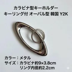 カラビナ型キーホルダー キーリング付 オーバル型 韓国 Y2K