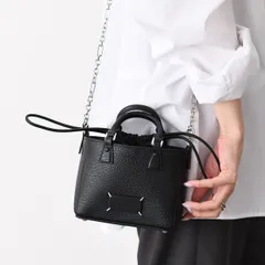 MAISON MARGIELA メゾン マルジェラ ショルダーバッグ 5AC トートバッグ ミニ SB1WG0090 P8833 レディース ブラック カーフレザー ハンドバッグ 2way チェーンストラップ ロゴ