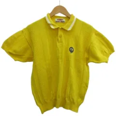 マックレガー マクレガー McGREGOR ポロシャツ L 黄 イエロー 半袖 編み柄 ワンポイント刺繍 /PP ■ECD001