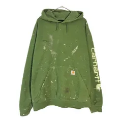 Carhartt カーハート スウェット パーカー ペンキ グリーン(メンズ L)中古 古着 X6605