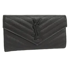 SAINT LAURENT 二つ折り長財布 カサンドラ エンボス レザー ブラック 372264
