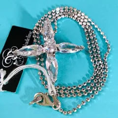 未使用 silver925 ロング ネックレス フラワー ボールチェーン