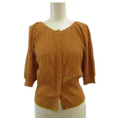 リリーブラウン Lily Brown カーディガン ニット 五分袖 比翼ボタン F 茶色 ブラウン /XZ ■ECB001