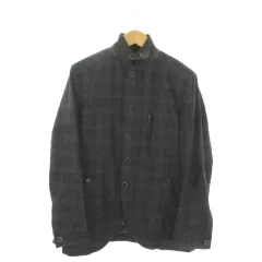 23区 オンワード樫山 HOMME ジャケット 上着 48 グレー 中綿ライナー付き チェック柄 スタンドカラー 長袖 /AO18 ■ECE003のサムネイル