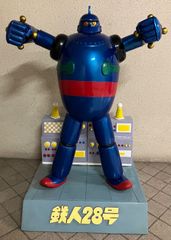 野村【鉄人28号 水色 サビ有 金具欠】当時物ブリキ ロボットTIN 箱は