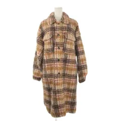 ジーナシス JEANASIS ボアファーコート F 茶 ブラウン チェック柄 シャギー素材 長袖 /CK24 ■ECA003