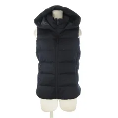 ユニクロ UNIQLO ダウンベスト M 紺 ネイビー フード付き ジップアップ ノースリーブ /CK21 ■ECA003