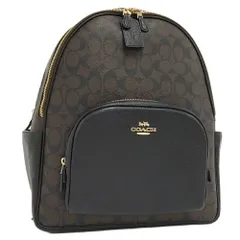 COACH リュックサック バックパック シグネチャー レザー ダークブラウン ブラック 8495