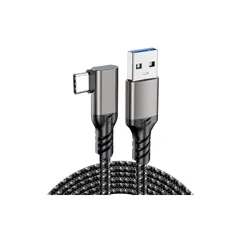 USB Type-C ケーブル L字型 0.3M USB-A to USB-C ケーブル 【10Gbpsデータ転送 3A急速充電】 USB3.2 Gen2標準 QC3.0対応 ナイロン編み MacBook Pro/Air、Galaxy S24、Pixel 0