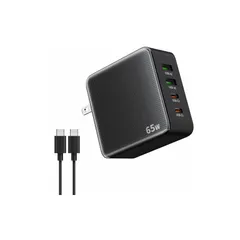 素直な虹 PD 充電器 65W Type-C USB-C 【PD3.0対応・PSE基準・単ポート65W高出力・2つUSB-Cポート＋２つUSB-Aポート】 小型 折畳 タイプc 充電器 急速充電 パソコン ノートPC MacBook 対応 iPhone14 1
