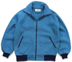 80s L.L.Bean フリースジャケット 青緑×紺★ビンテージ オールド アウトドア キャンプ ラグランスリーブ