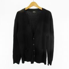 良品】A.P.C. カシミヤ混 コットン Vネックニットカーディガン 黒 1 