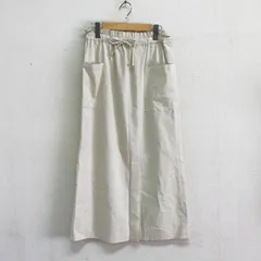 タグ付 DONEEYU ドニーユ ヤマトドレス 日本製 23SS R/Liストレッチドロストスカート リネン混 ナロースカート ストレート フロントスリット ウエストゴム パッチポケット付き アイボリー FREE相当のサムネイル
