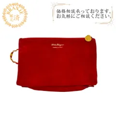 Salvatore Ferragamo サルヴァトーレフェラガモ コスメ マルチケース ミニ ハンドバッグ ポーチ ヴァラリボン スエード アクセサリーポーチ