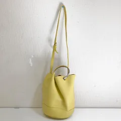 訳あり美品 Massimo Dutti ZARA姉妹ブランド 18SS限定モデル 2way 本革 メタルハンドル バケットバッグ ショルダーバッグ 巾着 トートバッグ 保管袋付き イエローのサムネイル
