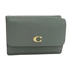 COACH 三つ折り財布 Wホック レザー ブルー CM437
