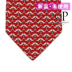フェラガモ  Ferragamo ネクタイ プリント AS00804 35 7853 006 レッド系 【並行輸入品】新品・未使用・現品限り【訳あり】展示品の為若干色焼けがあるためのサムネイル