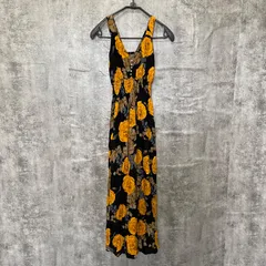 【k-411】花柄ロングワンピース ブラック黒 イエロー黄 フラワー柄 ノースリーブ マキシ丈 Aライン フレア ギャザー リゾート 夏 レディース人気デザイン