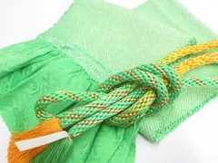 【一輝堂】和装小物 帯揚げ帯締めセット 帯揚 帯締 振袖用 総絞り 丸組 金糸 撚り房 美品 26w03-3479