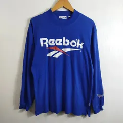 Reebok リーボック ロンT 長袖 カットソー ビッグ ロゴ 90s 古着 スポーツ ブルー系 M C937