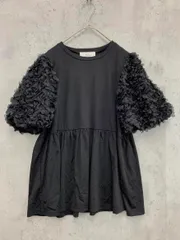 BONLECILL noir ボンルシールノワール N1300010 バルーンスリーブフラワージャガード切替ぺプラム Tシャツ sizeF/黒 ■◆ レディース