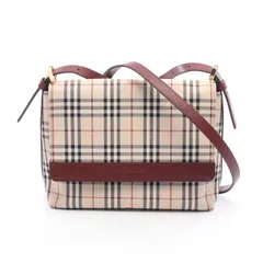 バーバリー BURBERRY ショルダーバッグ ノバチェック ベージュ/ボルドー キャンバス レザー ノバチェック ショルダーバッグ レディース Used A