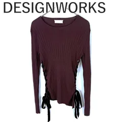 デザインワークス DESIGNWORKS リブニット サイド編み込みベロアリボン 袖口スリット ボルドー ブラックのサムネイル