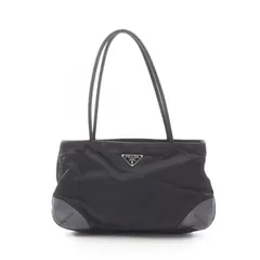 プラダ PRADA ショルダーバッグ TESSUTO EASY BR1549 ブラック ナイロン レザー トライアングルロゴ トートバッグ レディース Used A
