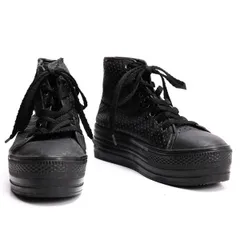 ジュンヤワタナベ コムデギャルソンJUNYA WATANABE COMME des GARCONS レザーパンチングハイカットスニーカー 黒23.5位のサムネイル