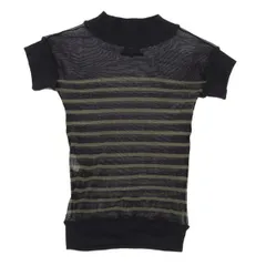 ジャンポールゴルチエ クラシックJean Paul GAULTIER CLASSIQUE パワーネット切替ボーダーTシャツ 黒カーキ48のサムネイル