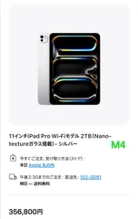 【未使用】iPad Pro 11インチ Wi-Fi 2TB Nano-textureガラス搭載 シルバー 2024年モデル M4