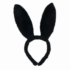 [SSKRYL] うさ耳 カチューシャ うさぎ ふわふわ ヘアアクセサリー コスプレ 小物 パーティー イベント 仮装 ハロウィン (ブラック) [ブラック]