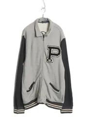 【お得なクーポン配布中!】 ポロ ラルフローレン フルジップ スウェット スタジャン メンズ XL  ワッペン チェーンステッチ アワード ジャケット 大きいサイズ 2トーン