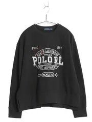【お得なクーポン配布中!】 ポロ ラルフローレン プリント スウェット メンズ レディース M / ヴィンテージ モデル 前V トレーナー 裏起毛 ステンシル ショート丈 黒のサムネイル