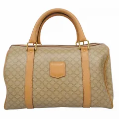 【6cd5661-k】セリーヌ ハンドバッグ マカダム PVC ブラウン ゴールド金具【中古】レディース