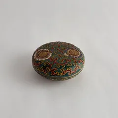 薩摩焼き　唐草文様　色絵　茶道具　香合　小物入れにも　古道具