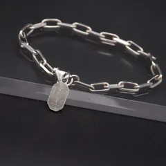 S801 ヴィンテージ 925刻印 ブレスレット チャーム 大ぶり あずき カットアズキチェーン デザイン シルバー