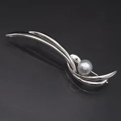 S789 本真珠 9.3mm珠 パール SILVER刻印 ブローチ デザイン シルバー コサージュ 6月誕生石