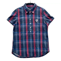 サイズ：0 PEARLY GATES パーリーゲイツ  半袖ポロシャツ ボタンダウン チェック柄 ネイビー系 [240101634367] ゴルフウェア レディース ストスト