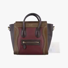 セリーヌCelineラゲージナノショッパー ブラック×ワインレッド×ブラウン レザー W-ZP-0172