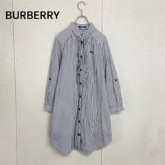 【美品】バーバリーブルーレーベル フリルシャツワンピース ホースロゴ刺繍 Mサイズ