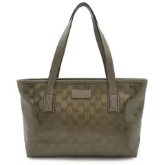 GUCCI グッチ GGインプリメ トートバッグ ショルダーバッグ ショルダートート 肩掛け PVC レザー メタリックカーキ系 211137