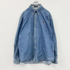 古着 used　TOMMY HILFIGER　トミーヒルフィガー　長袖デニムシャツ　ボタンダウンシャツ　インディゴ　Lサイズ