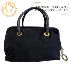 CELINE セリーヌ サークルロゴ ヴィンテージ ナイロン ハンドバッグ ブラック レディース