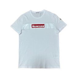 美品〕MONCLER ホワイト ロゴ Tシャツ M プリント 3S44 - メルカリ